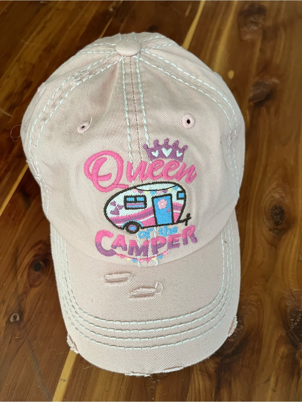 KBETHOS Pink 'Queen Camper' Embroidered Kids Baseball Hat